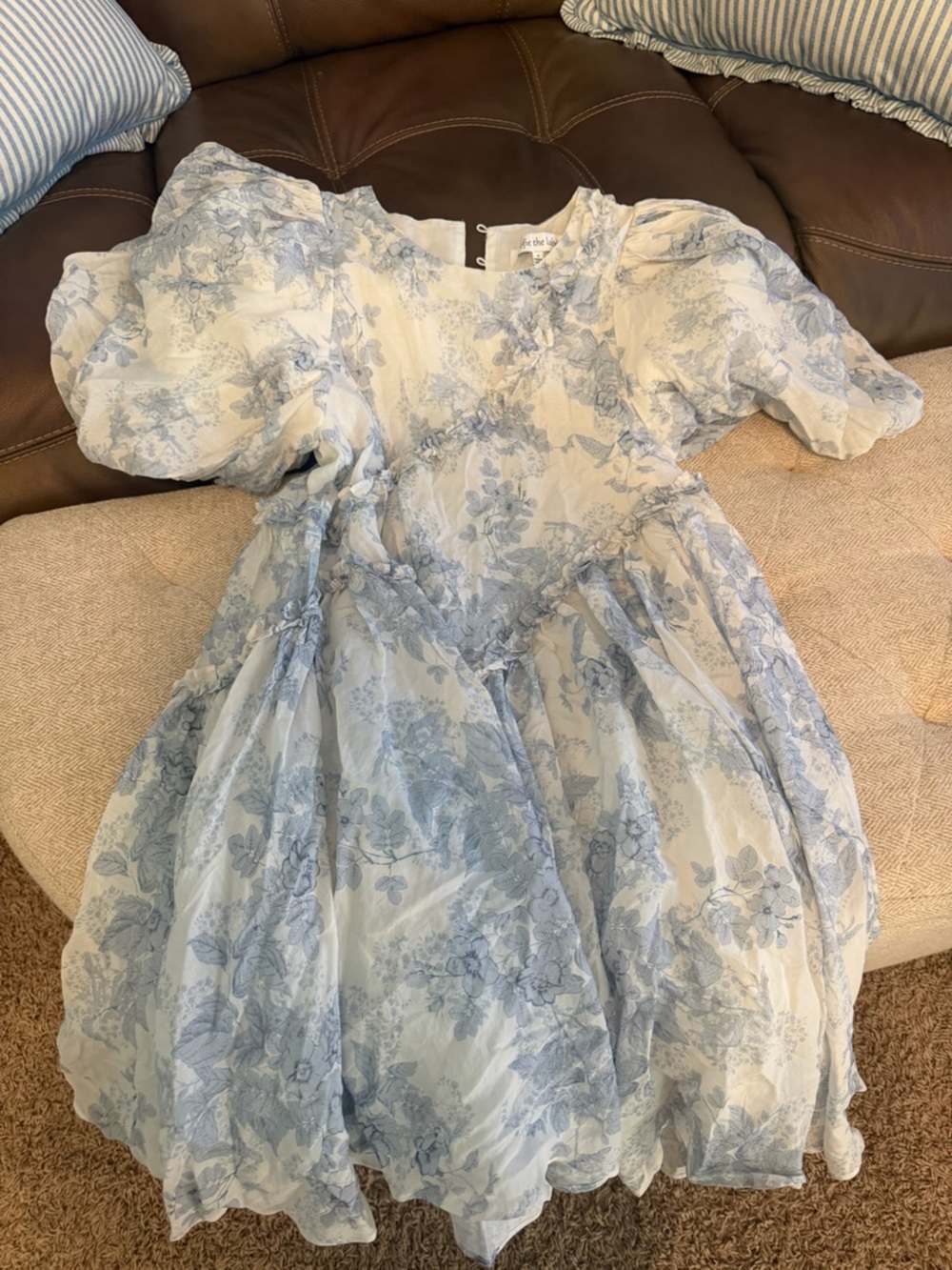 Rowie the Label Blue Floral Ruffle Maxi Dress